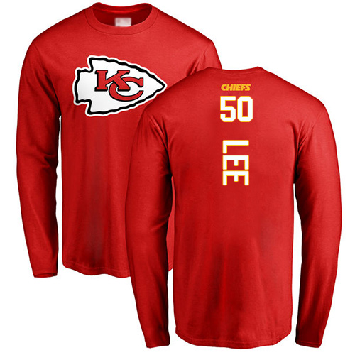 Men Kansas City Chiefs #50 Lee Darron Red Backer Long Sleeve NFL T Shirt->kansas city chiefs->NFL Jersey